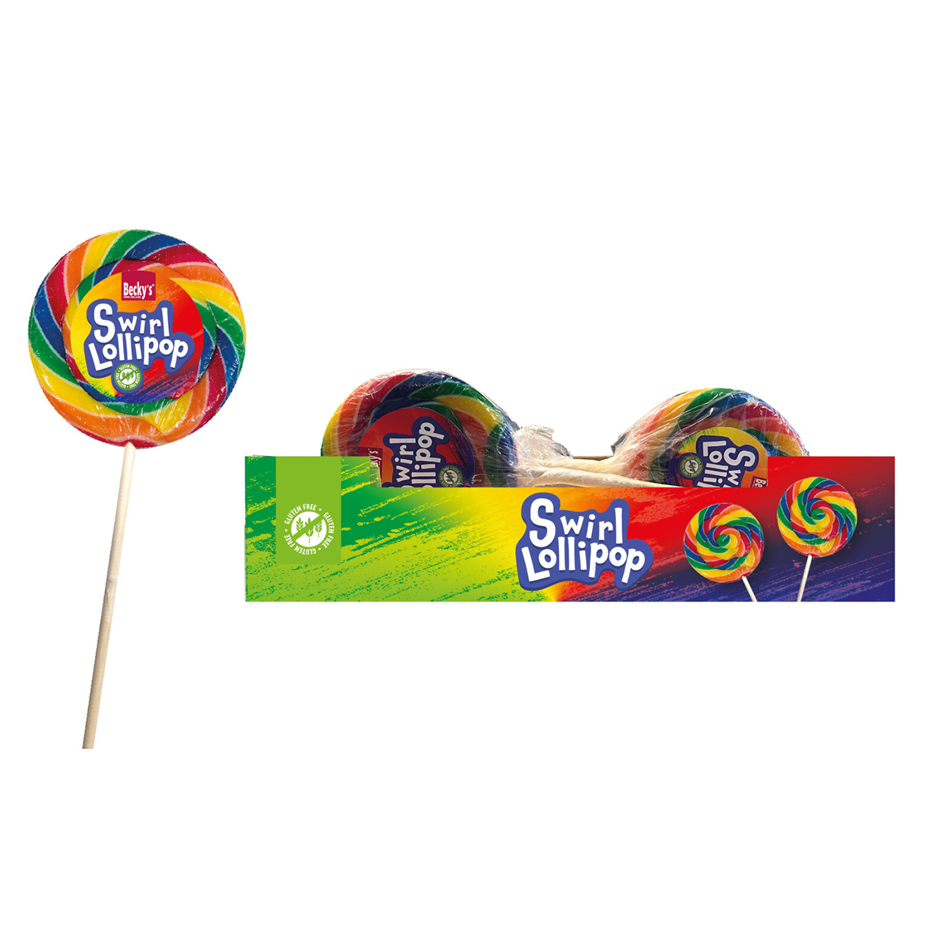 Becky's lollipop on a stick rainbow 80g 2