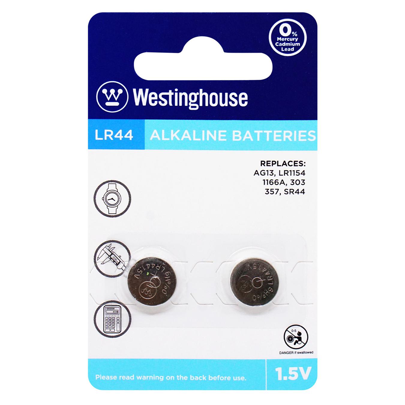 Батарейка лужна Westinghouse Alkaline таблетка LR44 2шт