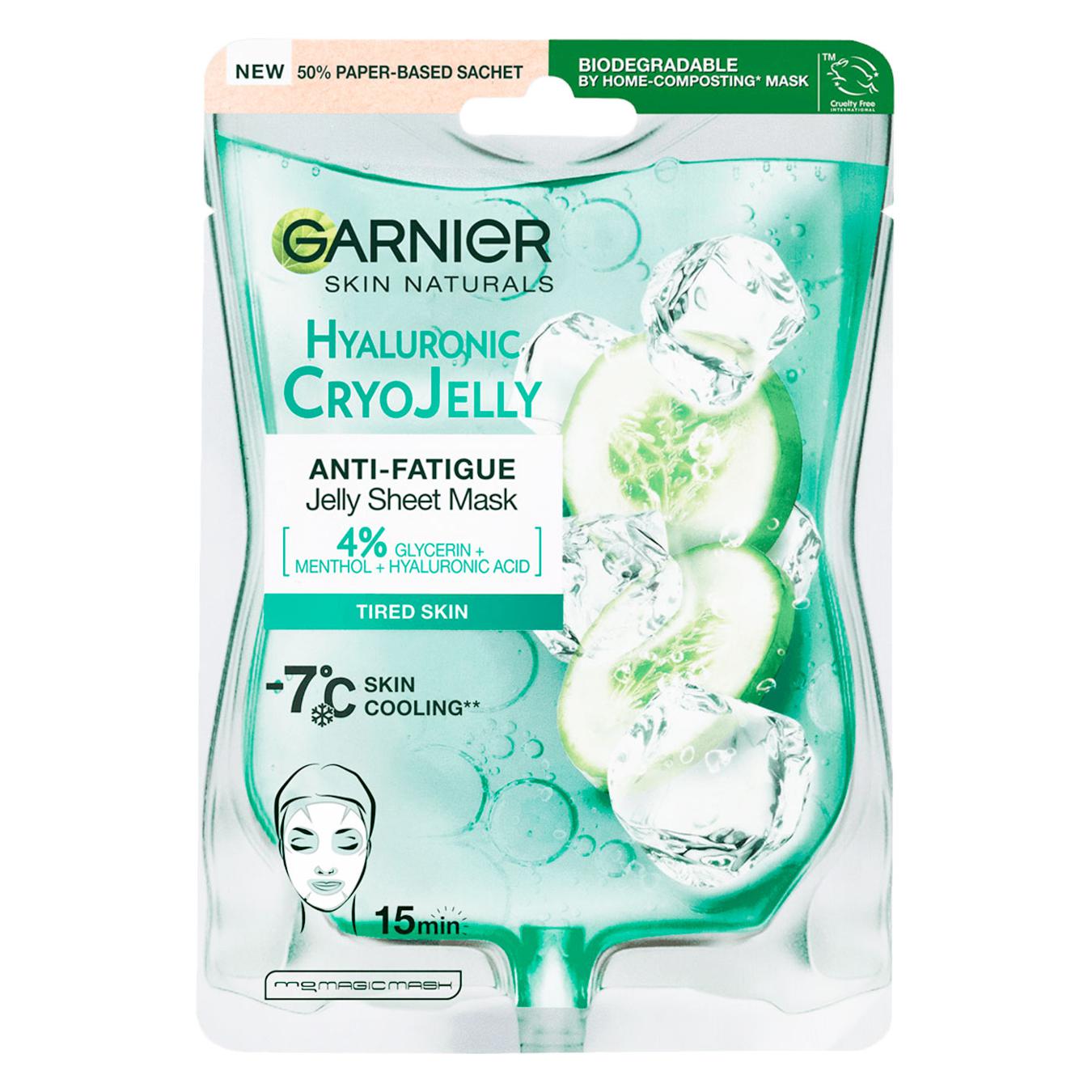 Garnier skin naturals fabric hyaluronic jelly mask with cooling and moisturizing effect 27g