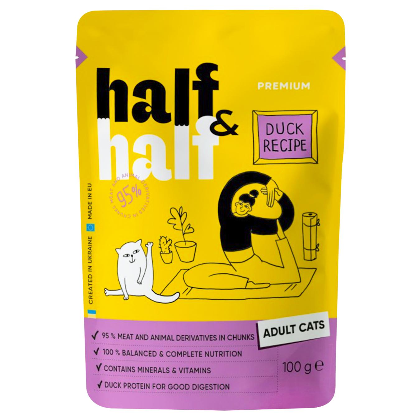 Half&Half cat food pouch pieces with duck in sauce 100g