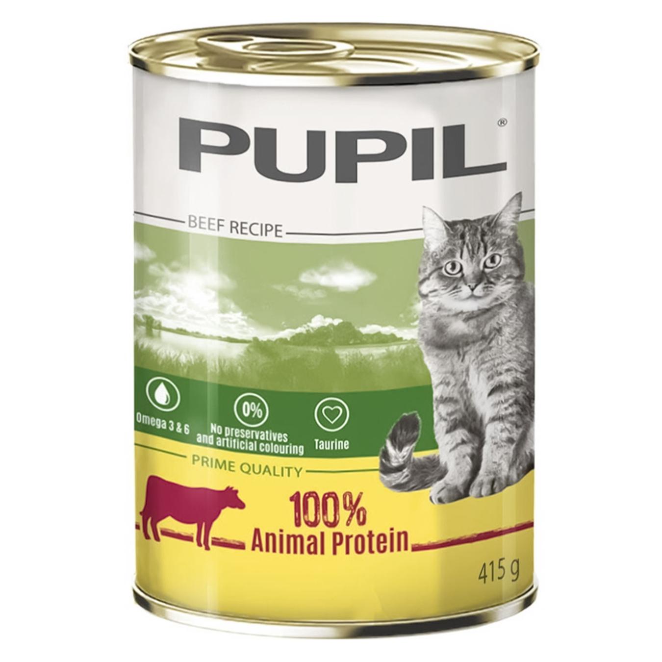 Корм Pupil для котів консерва соус з яловичиною та печінкою 415г