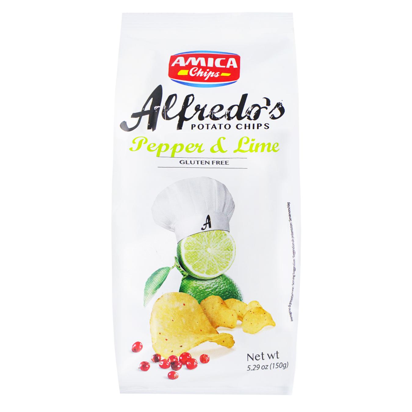 Amica Alfredo's potato chips with pepper and lime flavor 150g