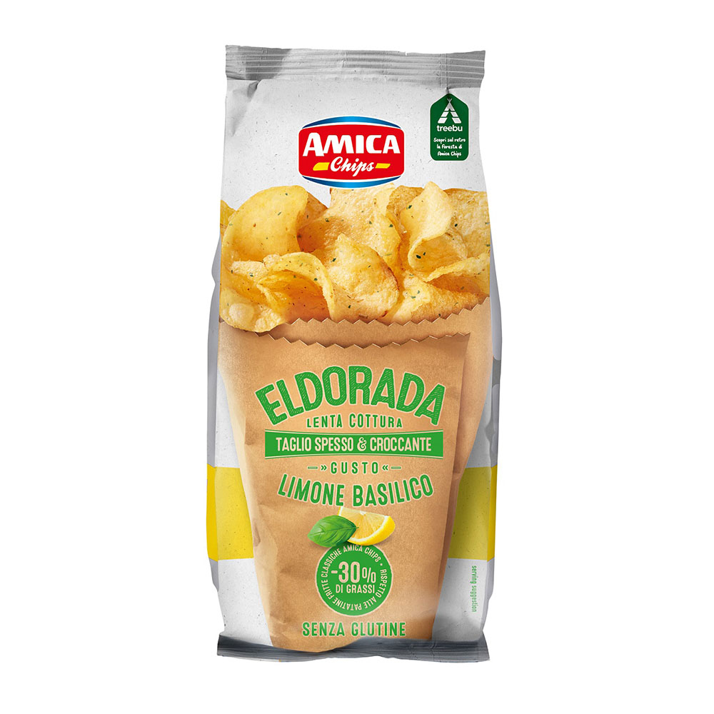 Amica potato chips with lemon and basil flavor 130g