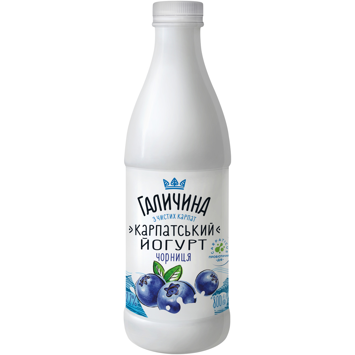 Halychyna Karpatsʹkyy Blueberries Yogurt 2,2% 800g
