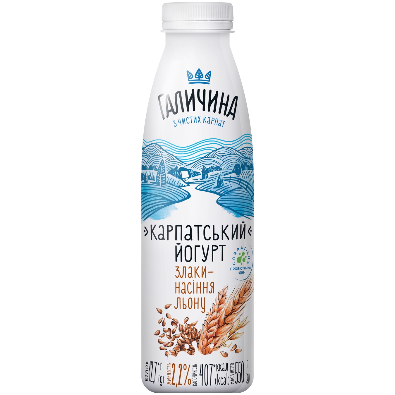 Galychyna Yogurt Cereals-flax seeds 2.2% 550g