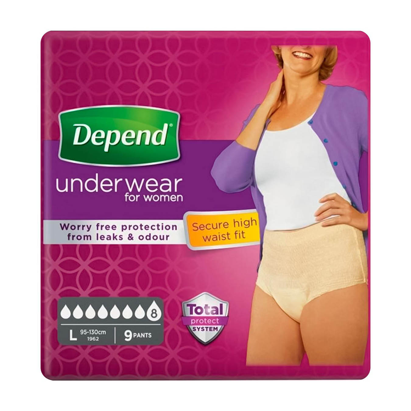 Underwear Depend absorbent panties diapers for adults, women, size L/XL ᐈ  Buy at a good price from Novus