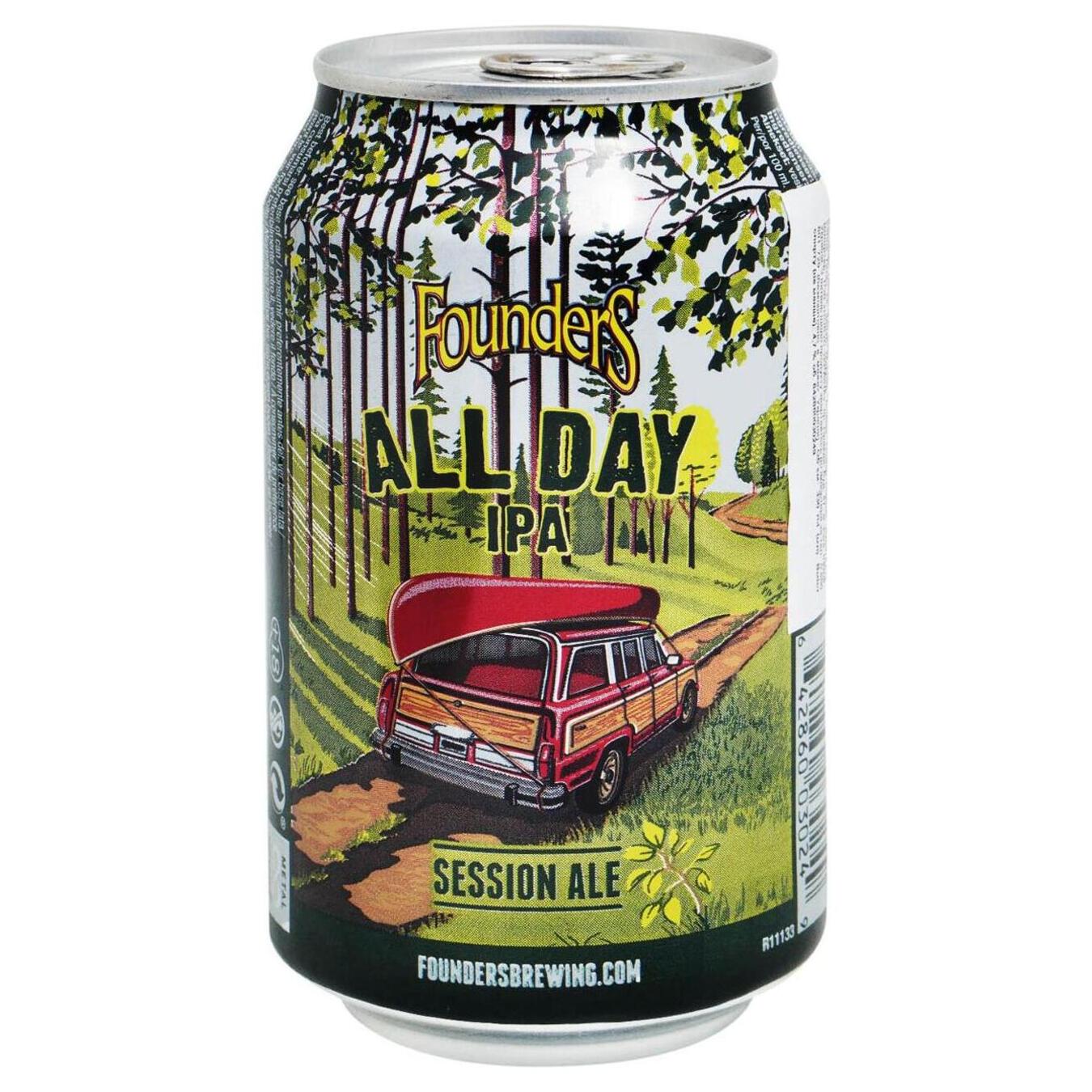 Beer semi-dark Founders all day Ipa unfiltered 4.7% 0.33l iron can