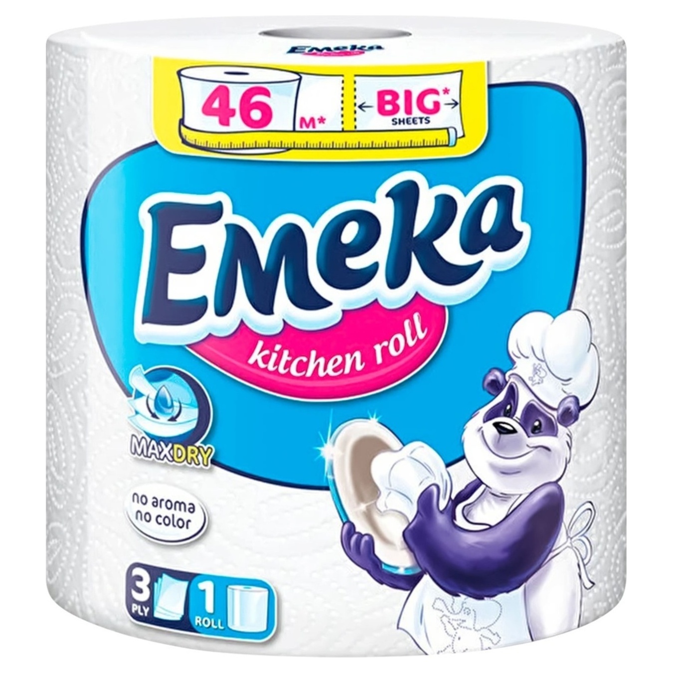 Рушник паперовий білий 3 шаровий Emeka 1 рулон