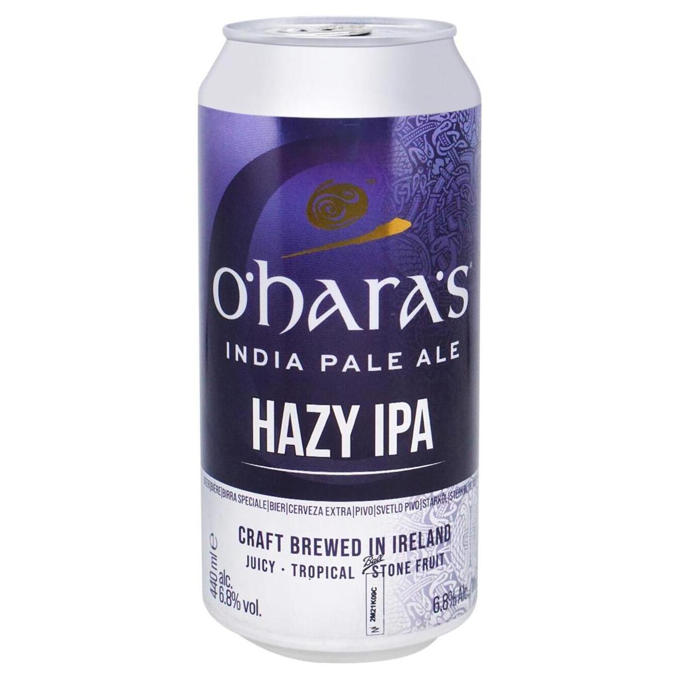 Пиво світле O'Hara's Hazy IPA 6,8% 0,44л залізна банка