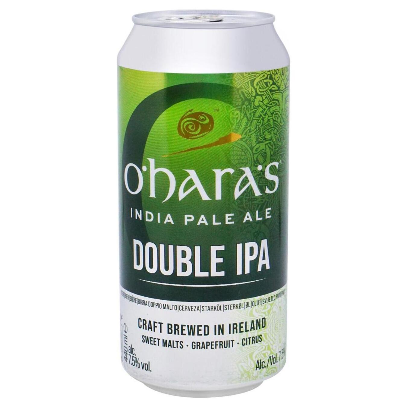 Пиво светлое O'Hara's Double IPA 7,5% 0,44л железная банка
