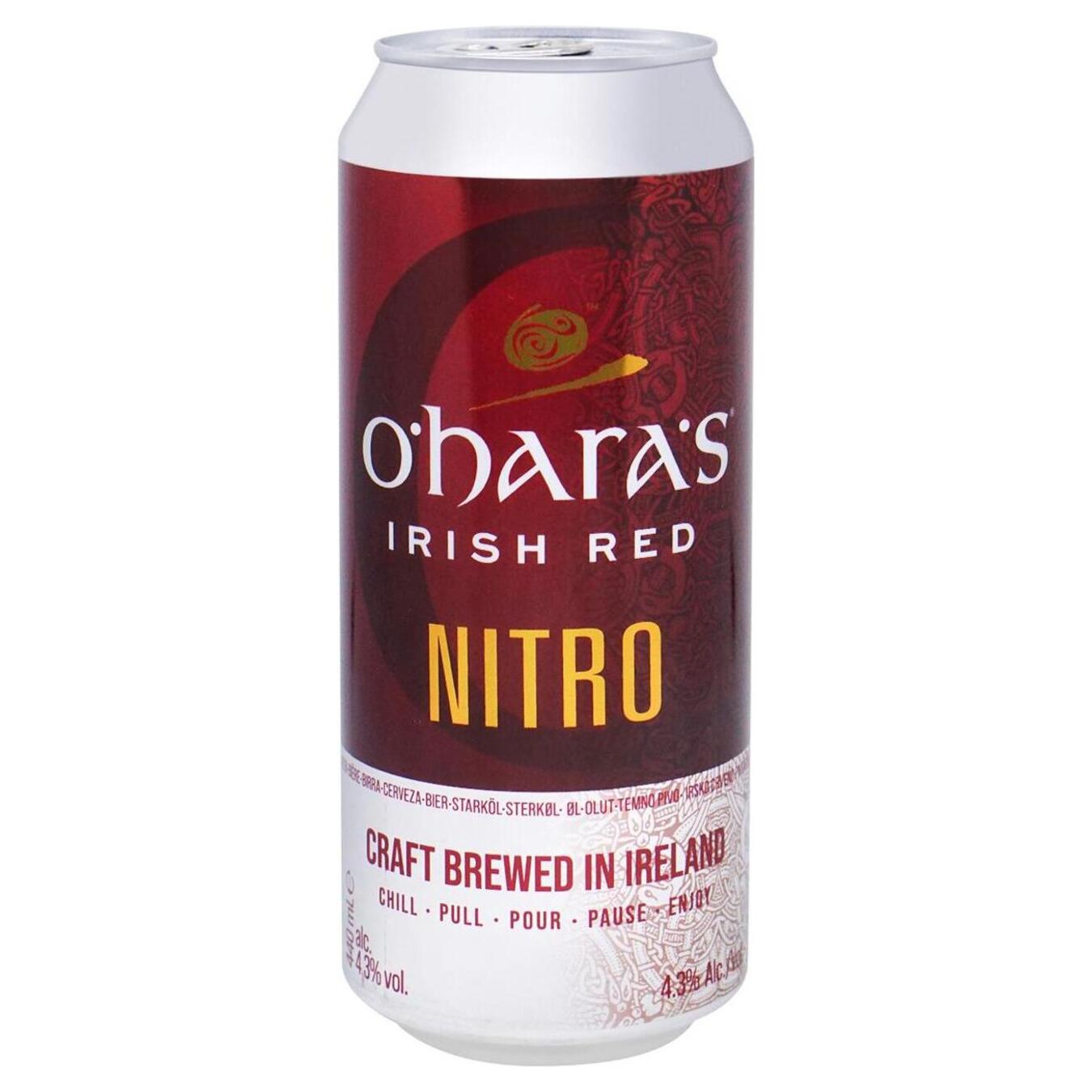Пиво темное O'Hara's Irish Red Nitro 4,3% 0,44л железная банка