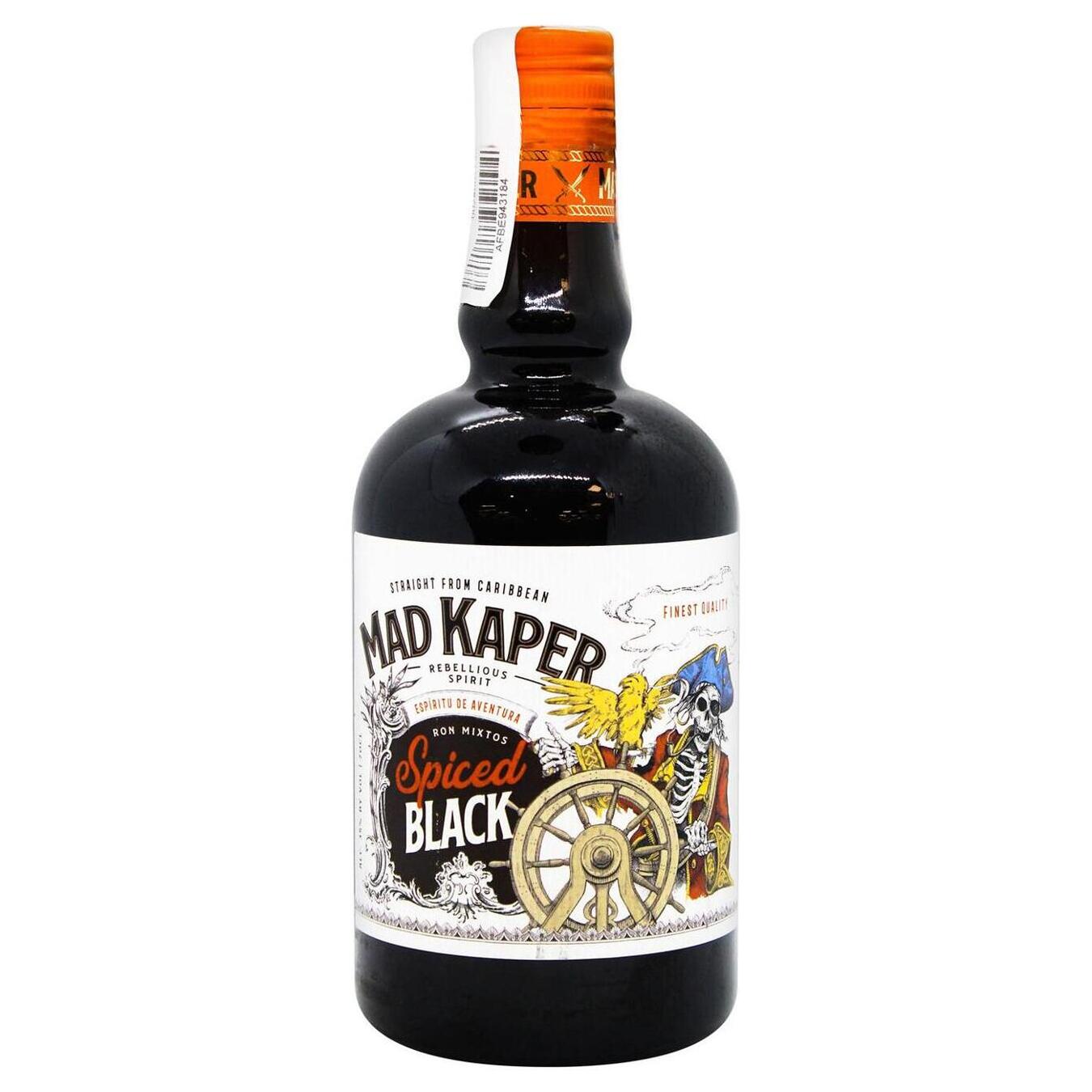 Alcoholic drink based on rum Mad Kaper Rum Black Spiced 35% 0.7 l