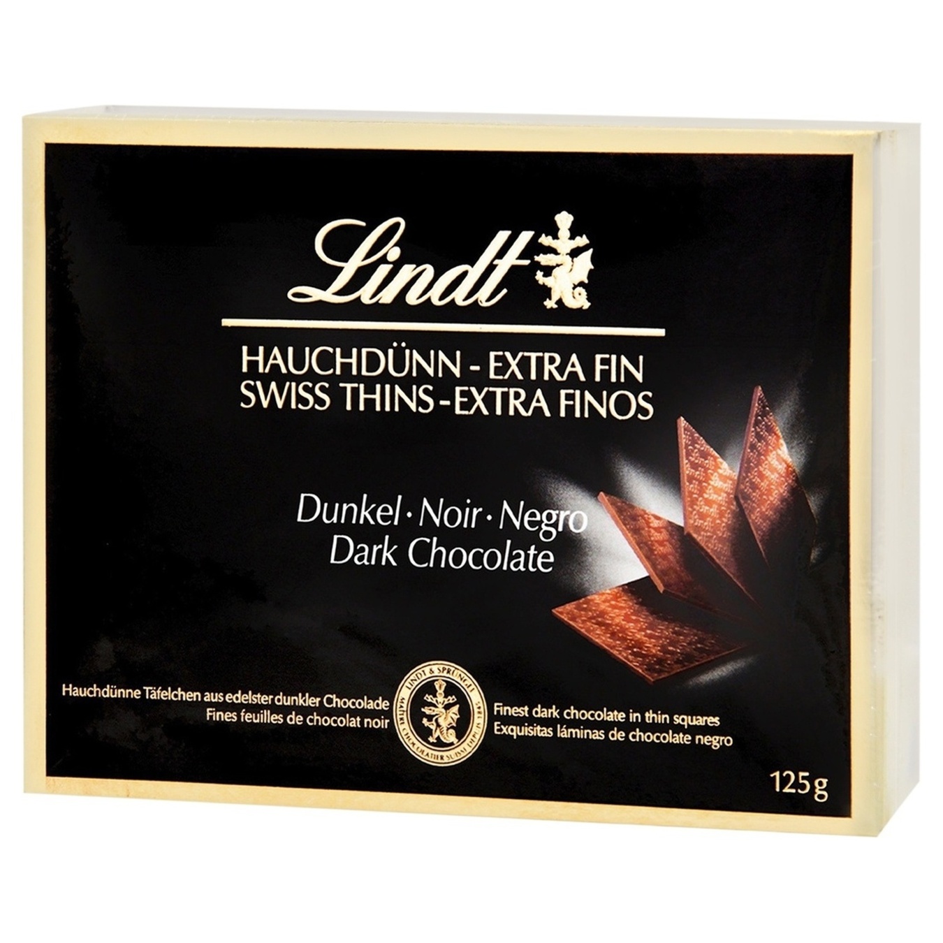 Шоколад темный Lindt в тонких пластинках 125г