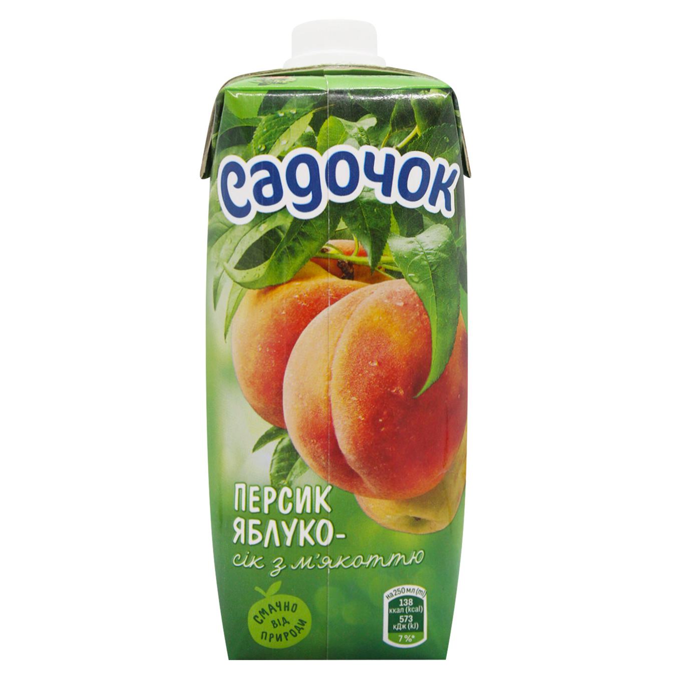 Juice Sadochok peach-apple 0.5 l tetra-pack