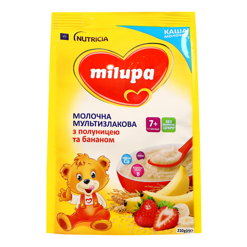 Milk porridge Milupa Multigrain strawberry-banana 210g