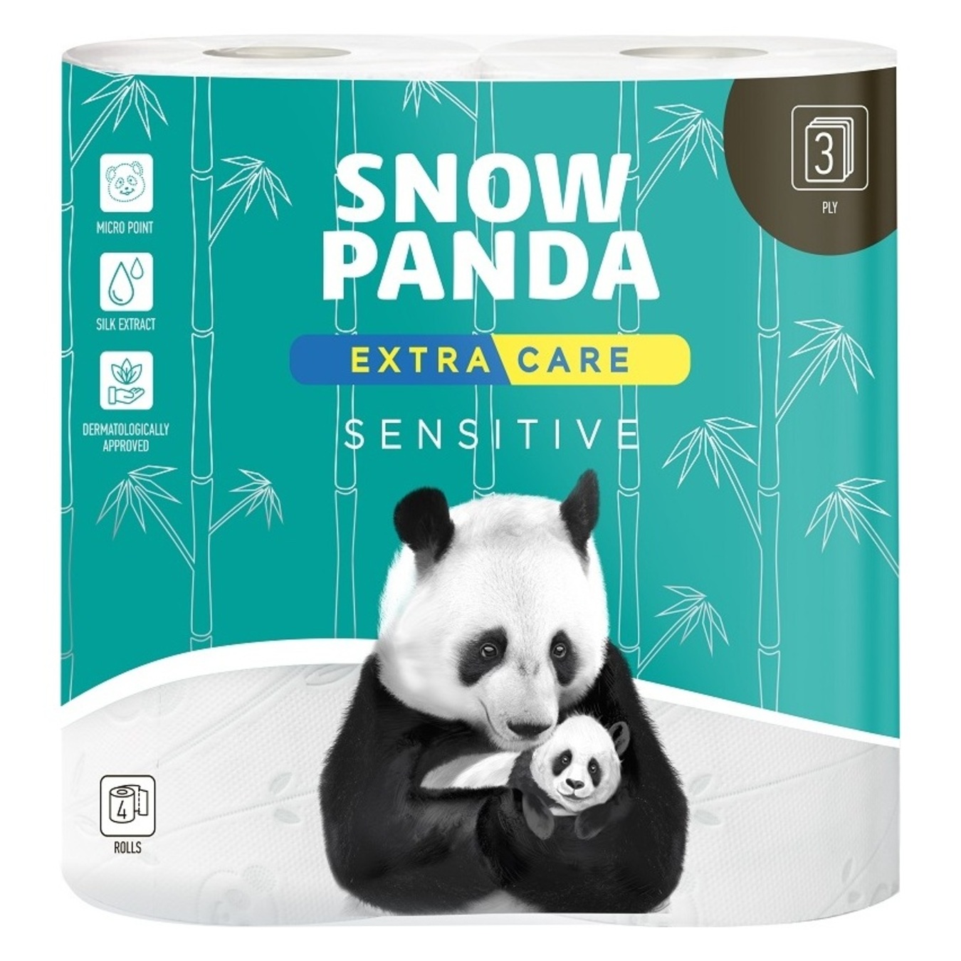 Туалетная бумага Snow Panda sensitive трехслойная 4шт