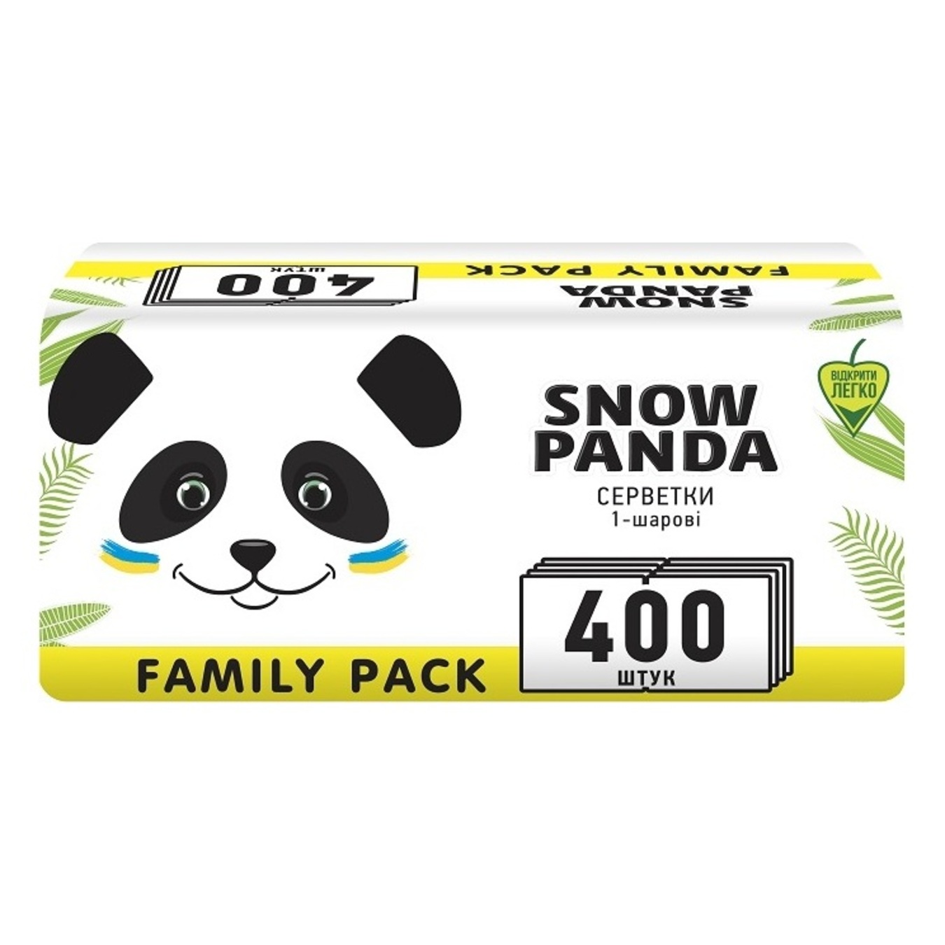 Серветки паперові Snow Panda одношарові 24х24см 400шт