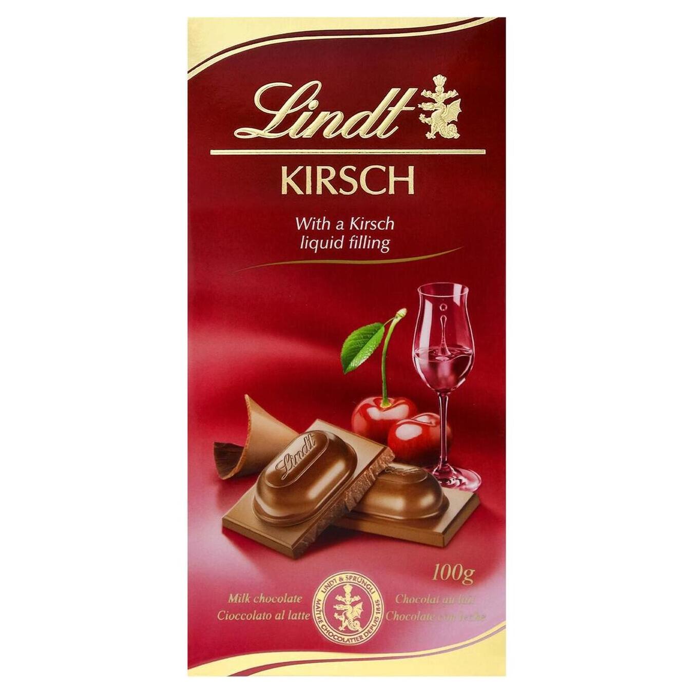 Шоколад молочнй Lindt Kirsch з лікером 100г