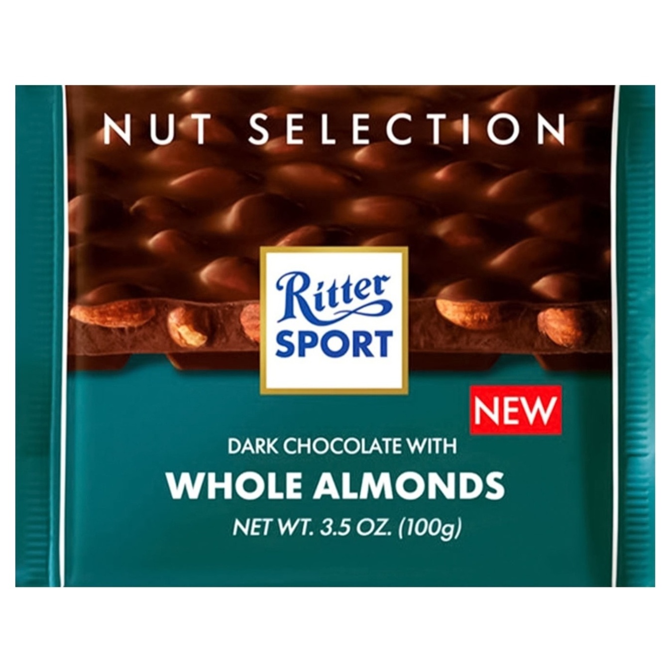 Шоколад чорний Ritter Sport Pure Whole Almond з цільним мигдалем 100г 