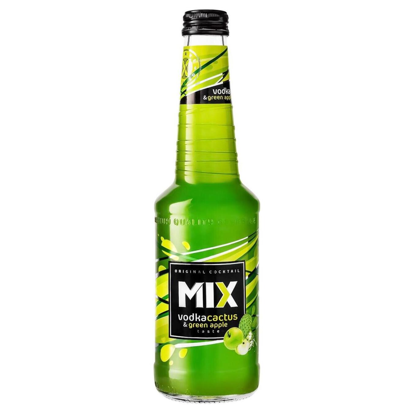 Low-alcohol drink MIX vodka green apple cactus 4% 0.33l glass
