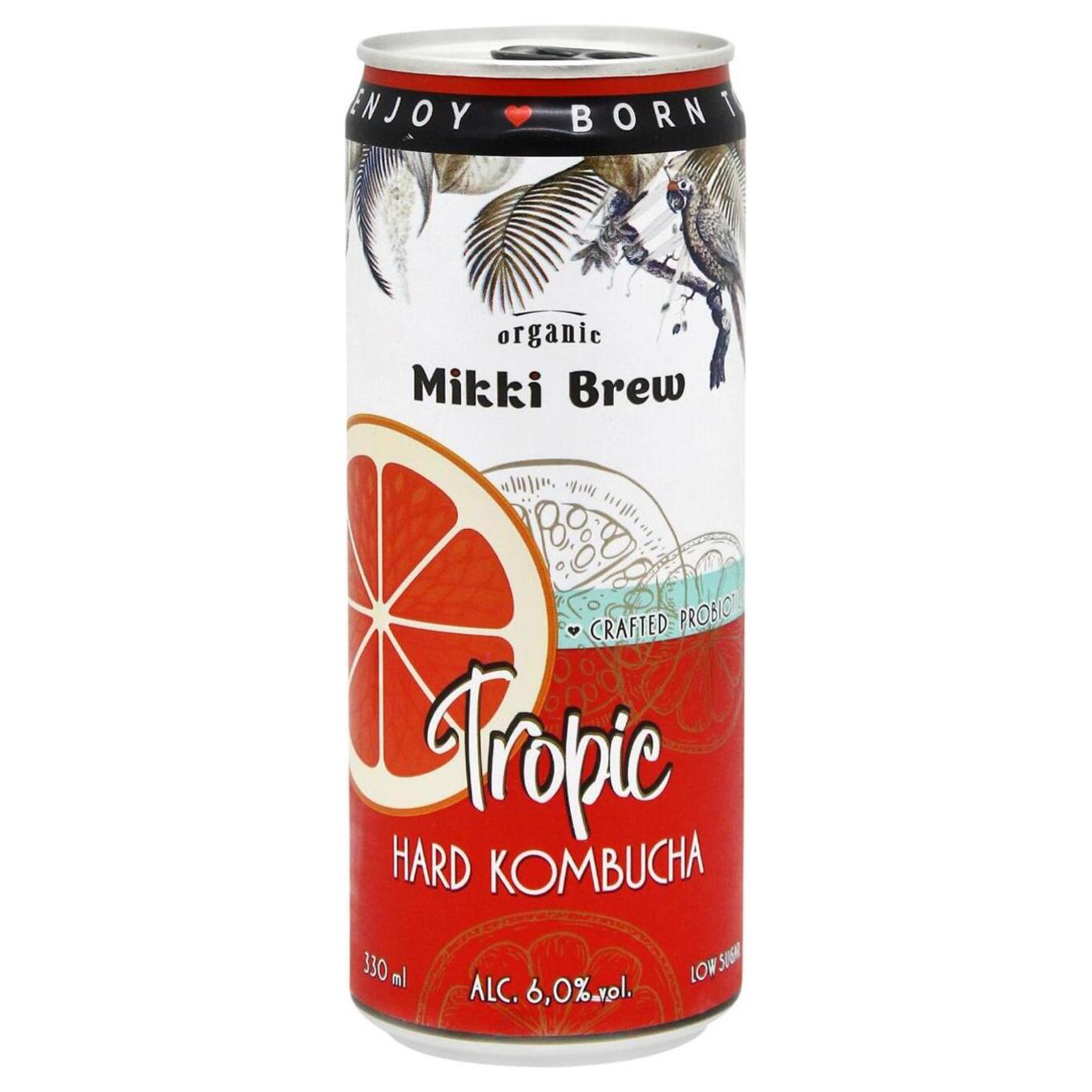 Напій слабоалкогольний газований комбуча Mikki Brew TROPIC 6% 0,33 залізна банка