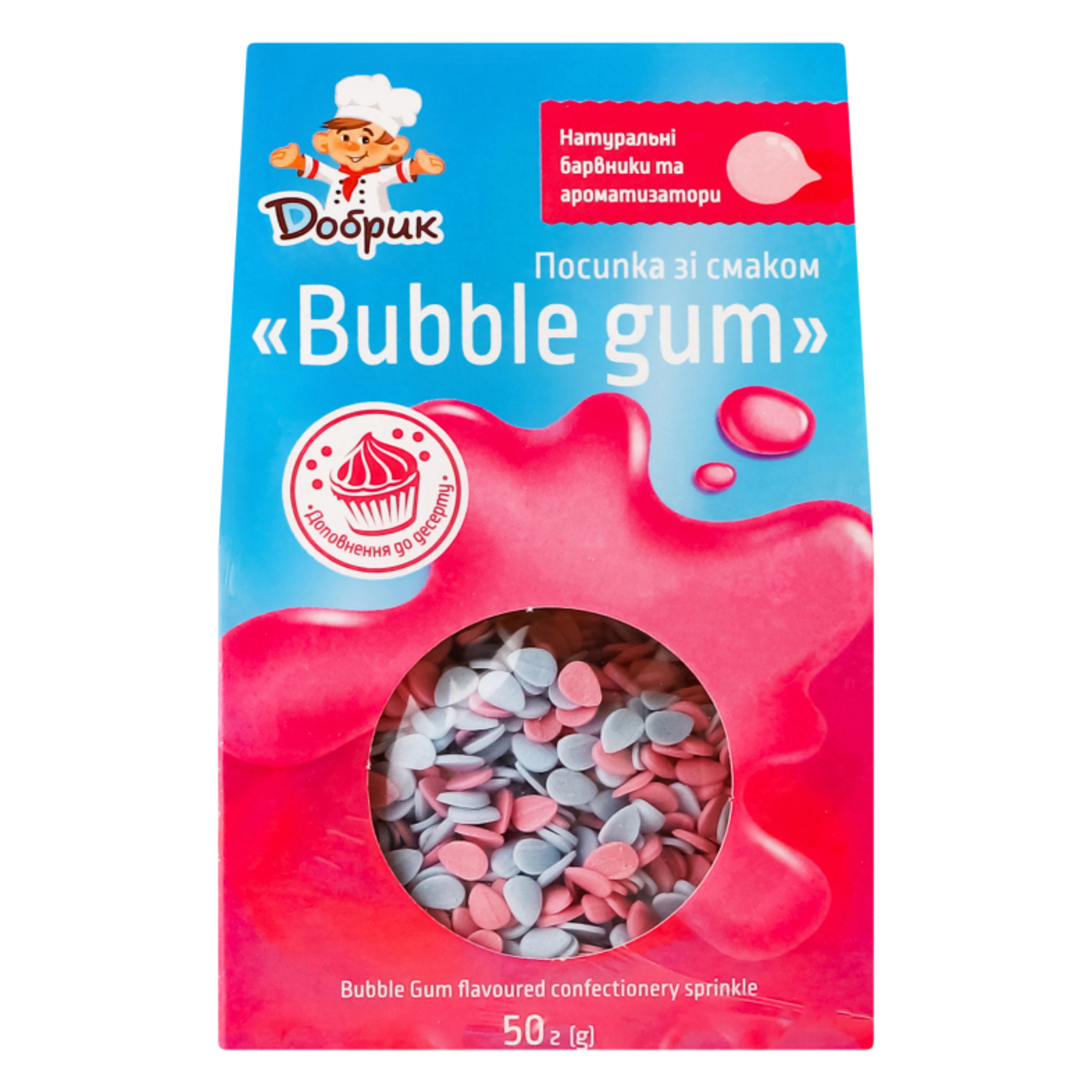 Confectionery sprinkle Dobrik shaped with Bubble gum flavor 50 g