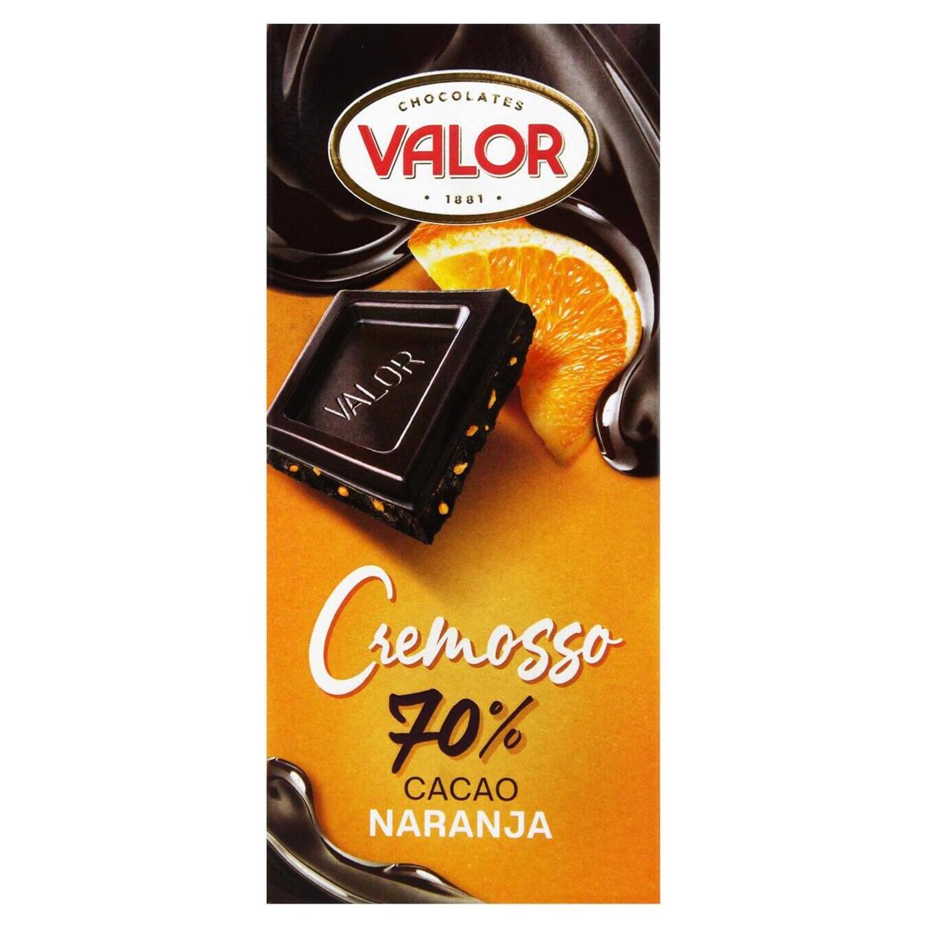 Dark chocolate Valor Cremosso with orange flavor 70% 90g