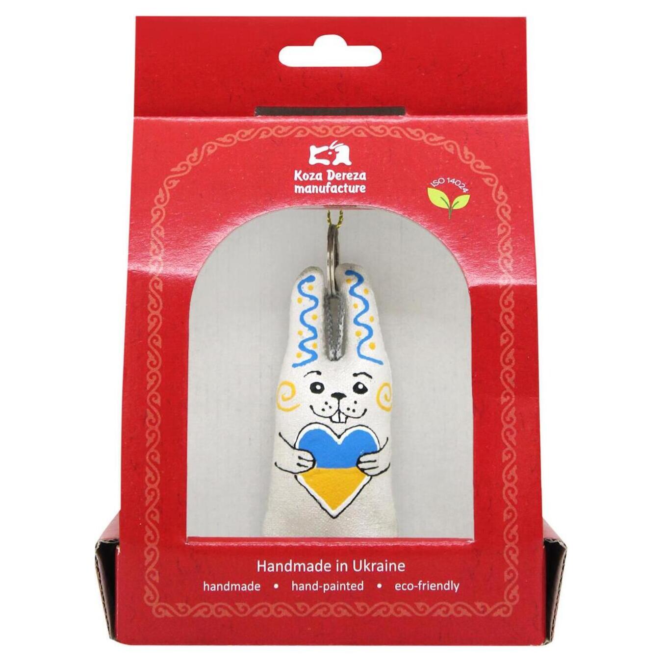 Keychain Koza Dereza Manufacture Bunny with a yellow-blue heart