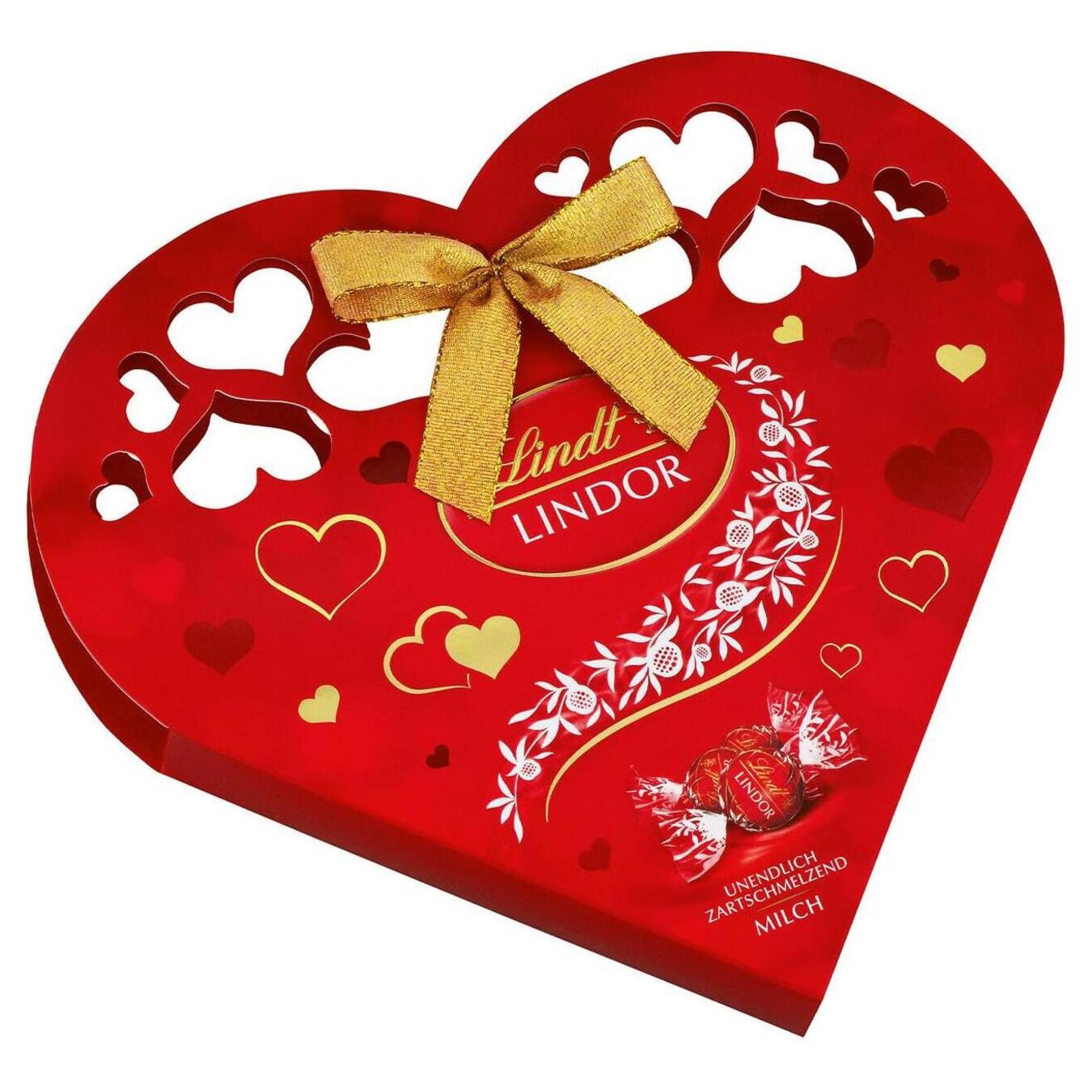 Lindt milk candies in a heart-shaped box 112g