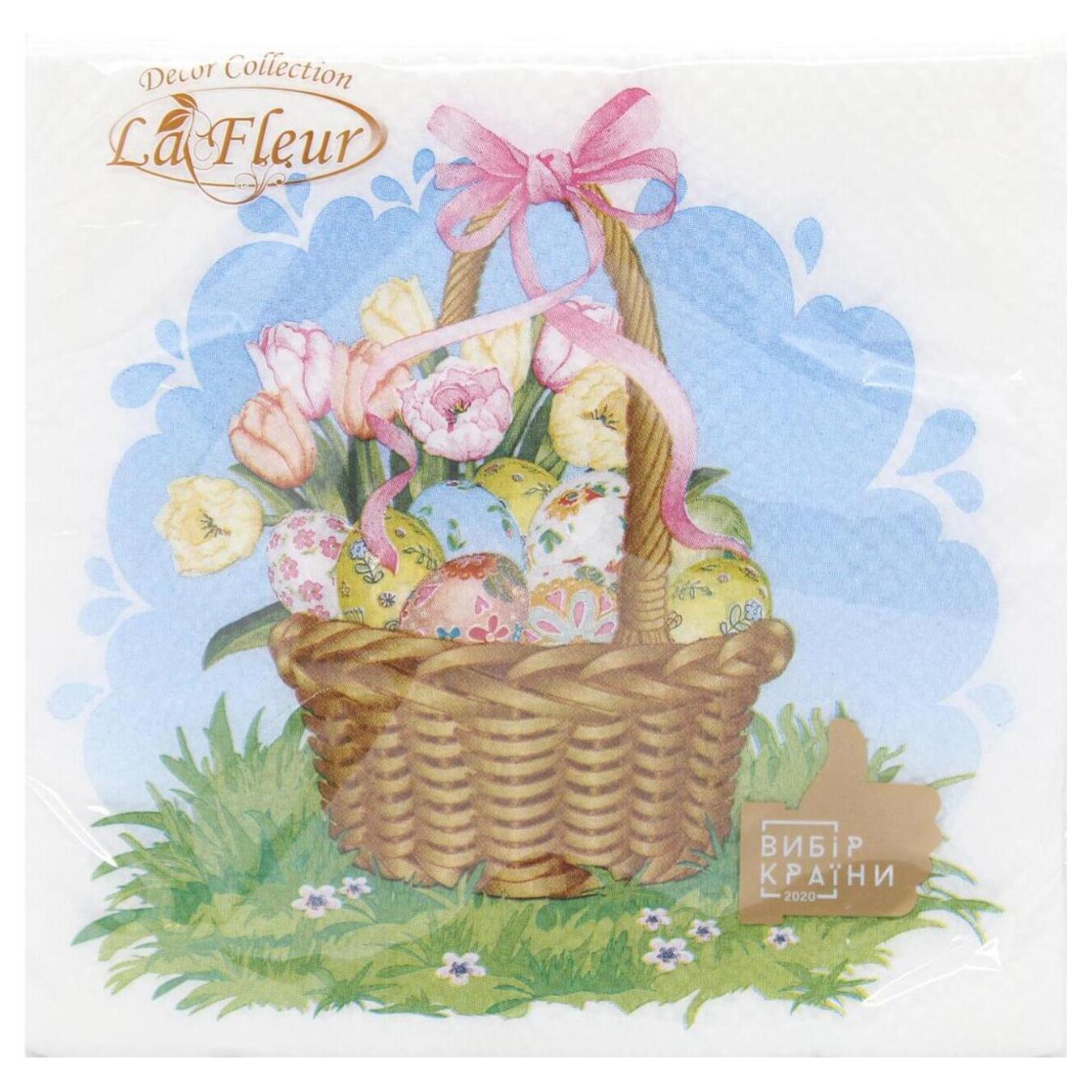 Серветка декоративна La Fleur Кошик з писанками 2шари 33х33 16шт
