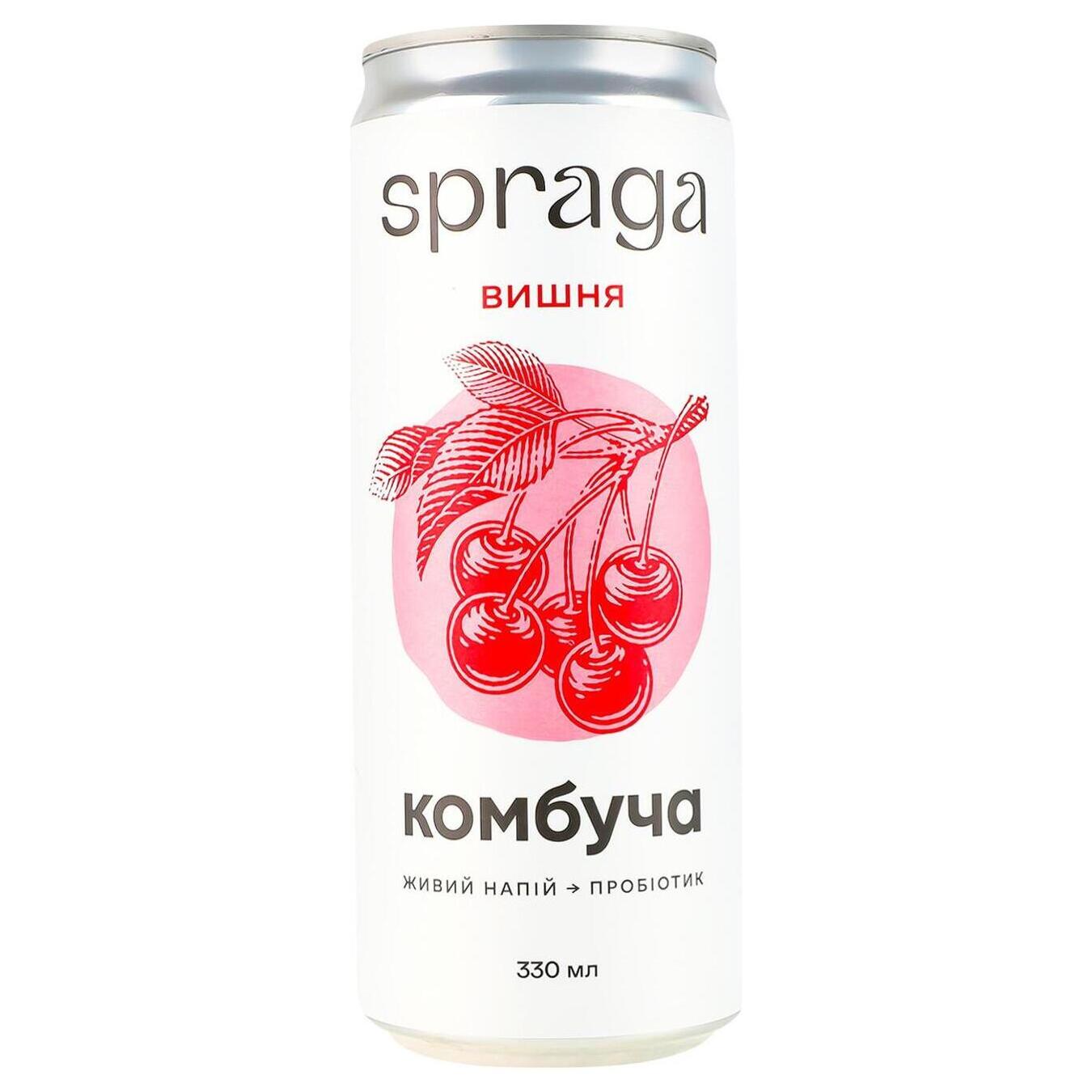 Soft drink SPRAGA kombucha cherry 0.33 l iron can