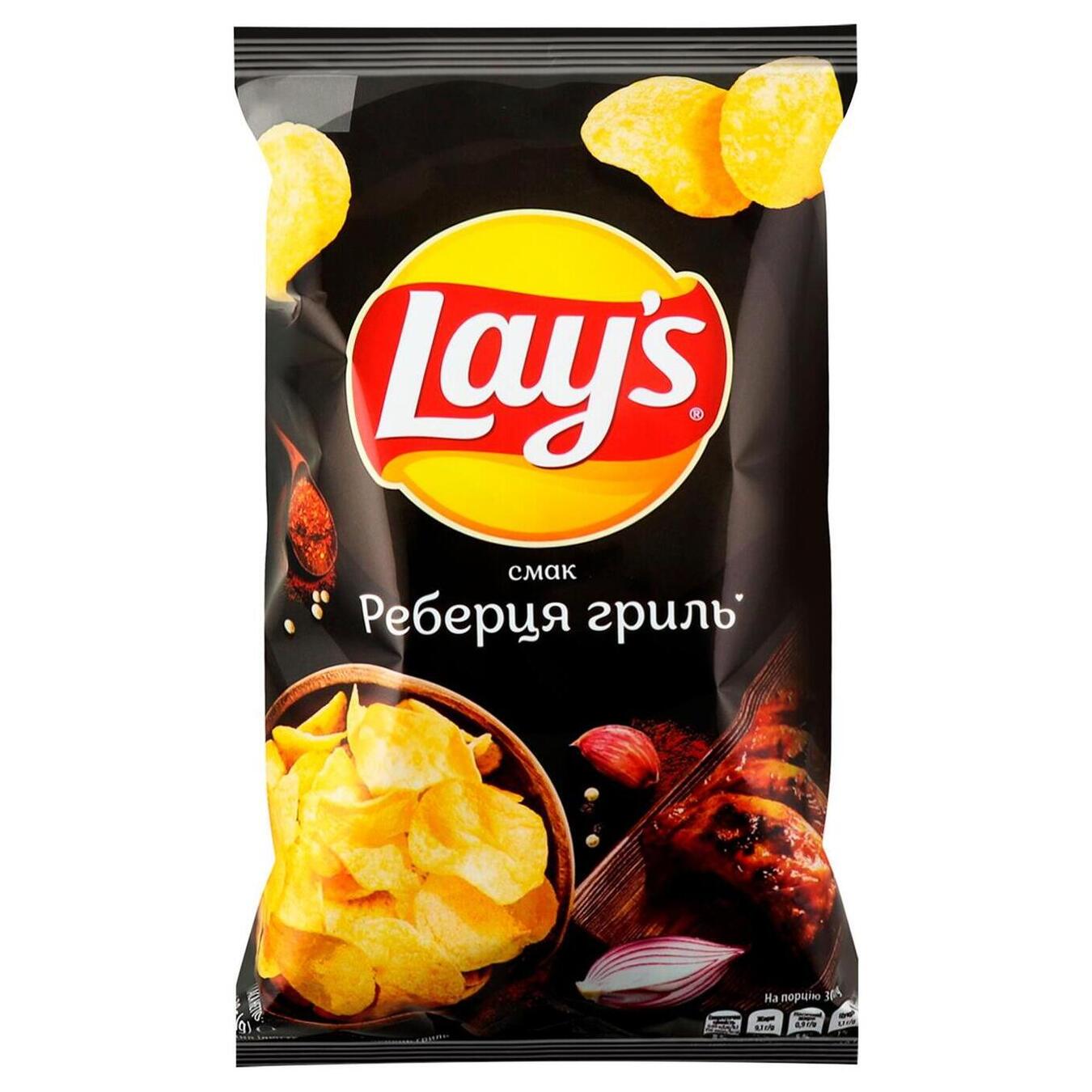 Чіпси Lay's картопляні смак реберець гриль м'яка упаковка 120г