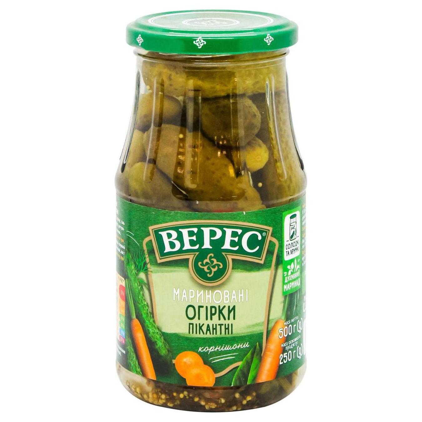 Veres spicy pickled cucumbers 500g glass