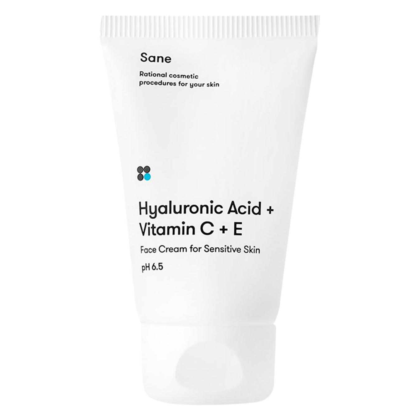 Sane cream for sensitive facial skin with hyaluronic acid + vitamin C + E 40 ml