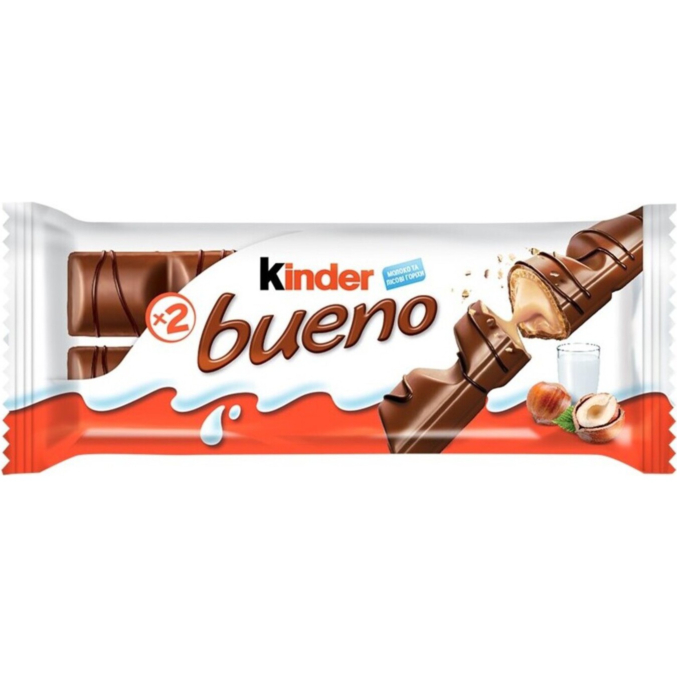 Вафли Kinder Bueno с молочно-ореховой начинкой покрытые молочным шоколадом 43г
