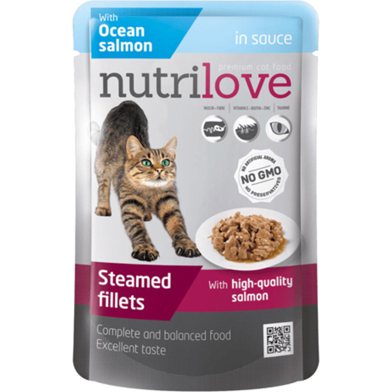 Nutrilove Stewed Pieces with Atlantic Salmon in Sauce Cat Food 85g