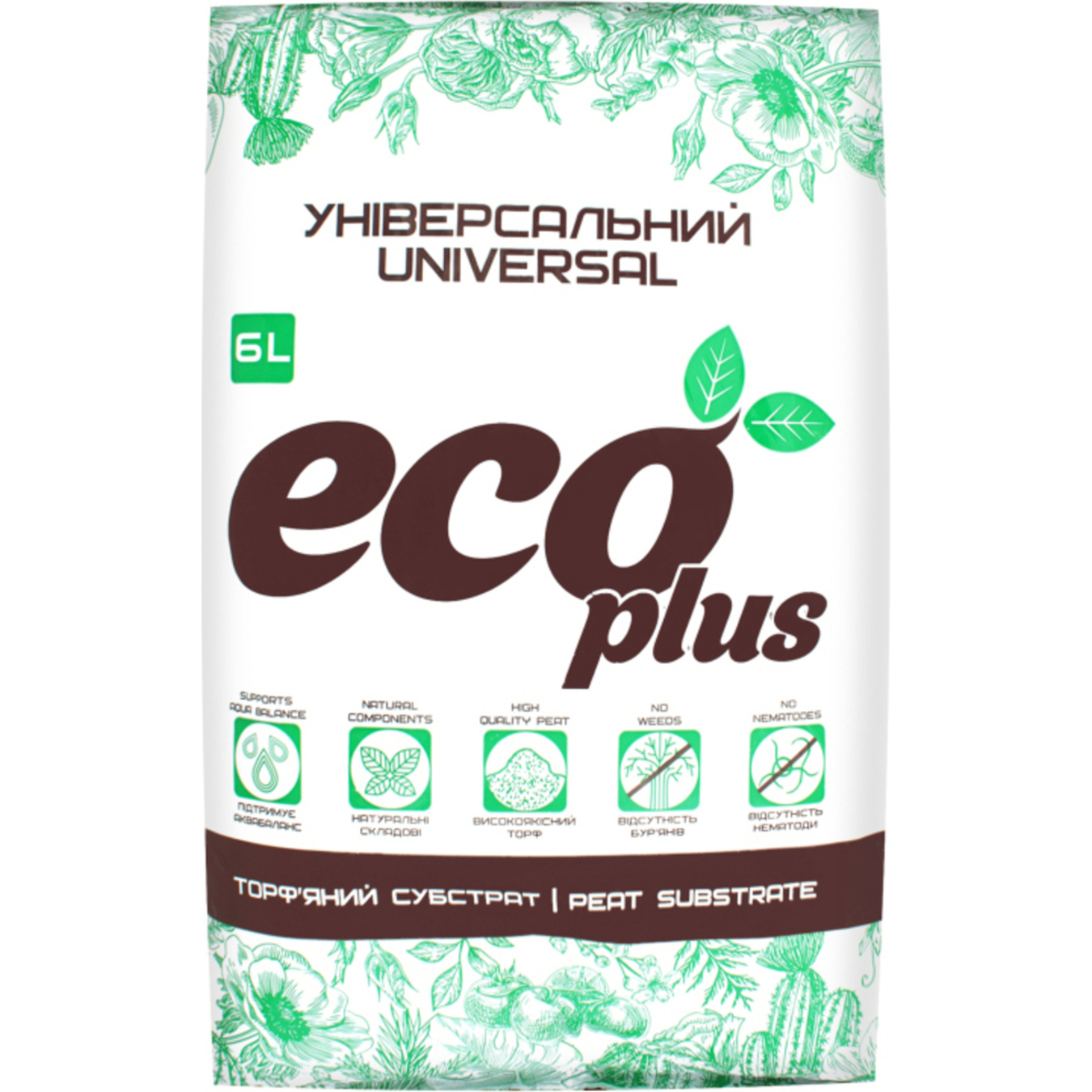 Субстрат Eco Plus универсальный торфяной 6л
