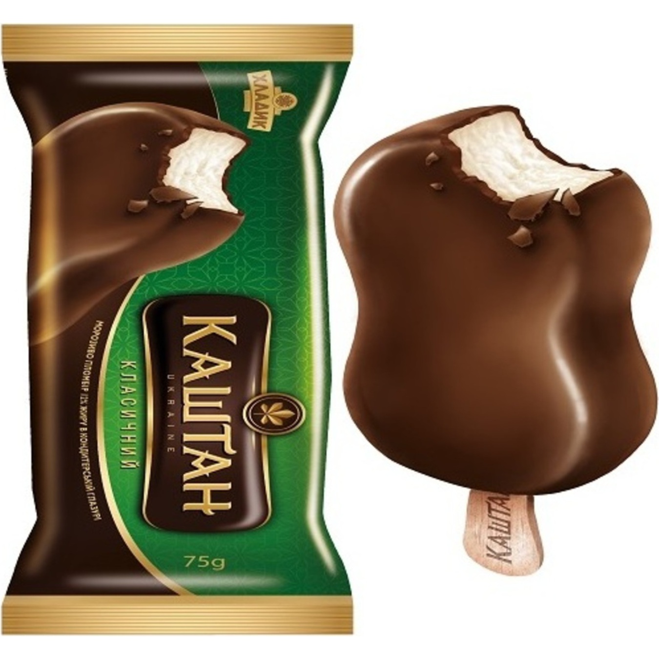 Мороженое Хладик Каштан классический пломбир в кондитерской глазури 75г
