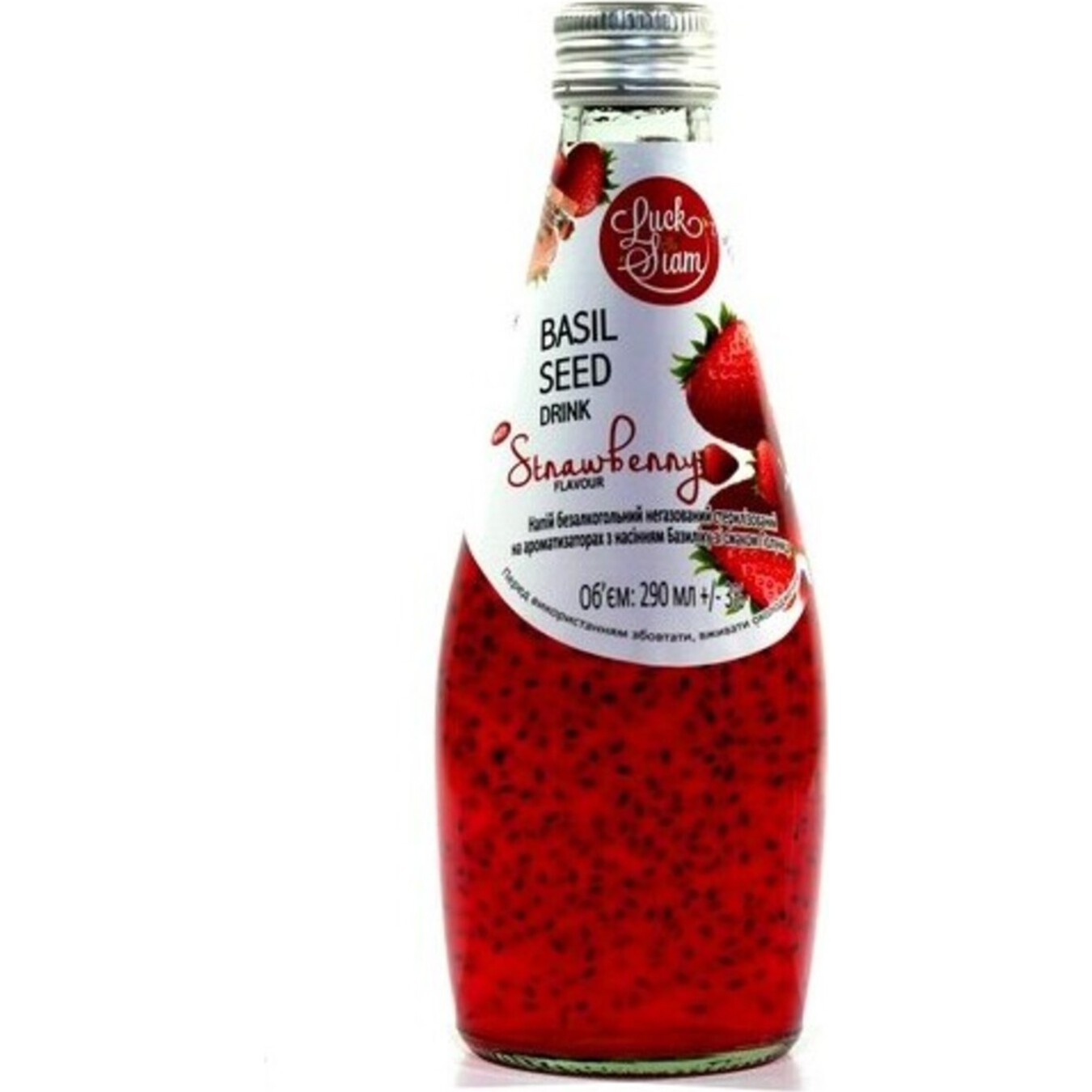 Luck Siam Strawberry Non-Carbonated Drink with Basil Seeds 290ml