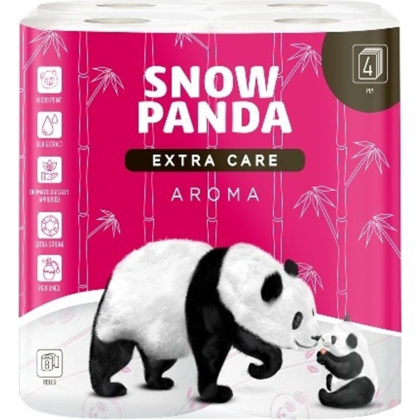 Туалетная бумага Snow Panda aroma четырехслойная 8шт