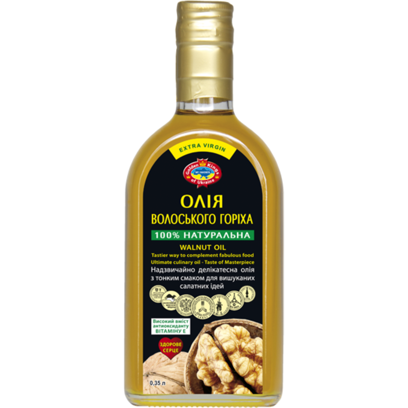Golden Kings of Ukraine Unrefined and Non-deodorized Walnut Oil of the First Cold Pressing 350ml
