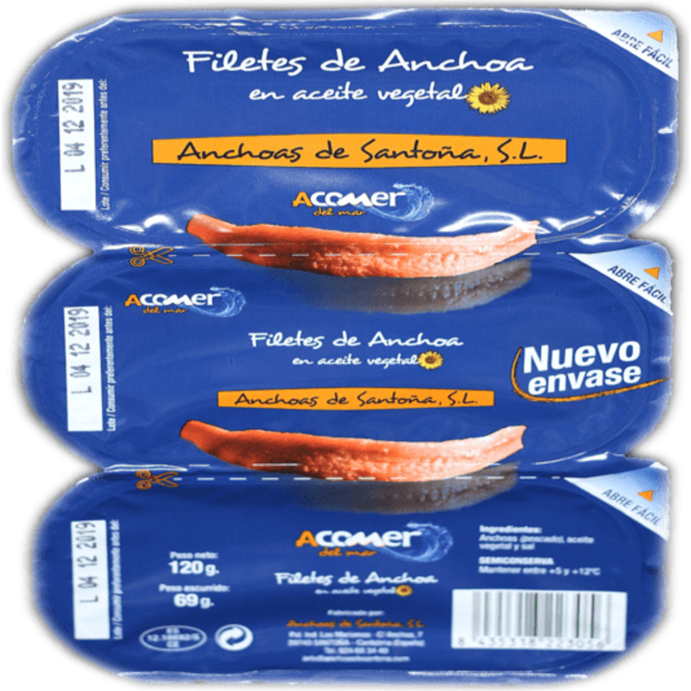 Acomer In Sunflower Oil Anchovies 120g