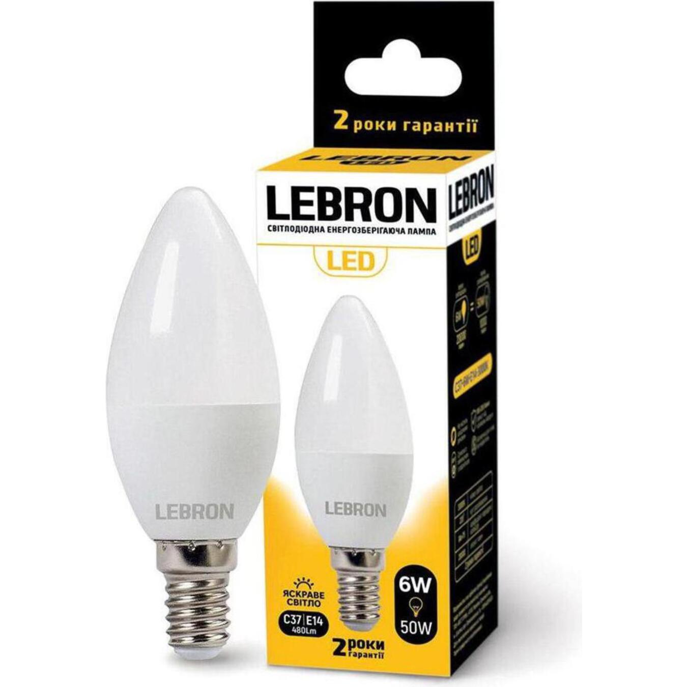 Лампочка світлодіодна Lebron С37 6Вт Е14 4100K