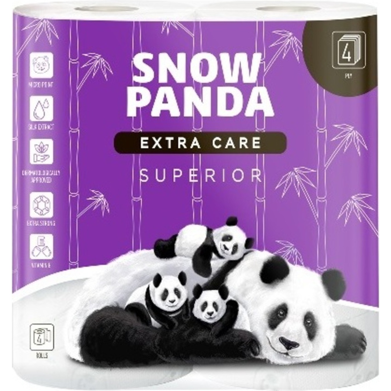Папір туалетний Snow Panda superior чотирьохшарова 4шт