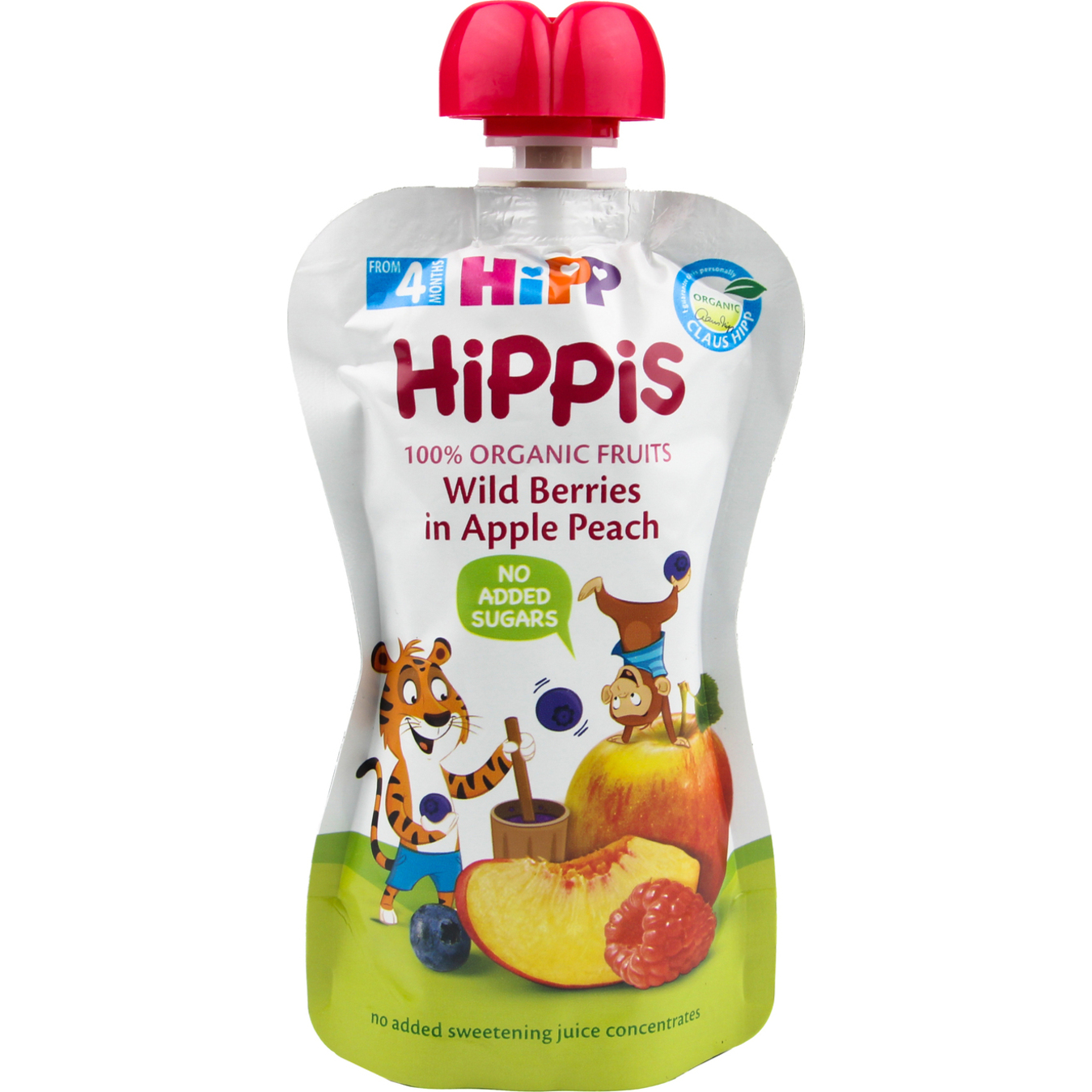 Пюре HiPP Hippis яблуко персик чорниця малина 100г