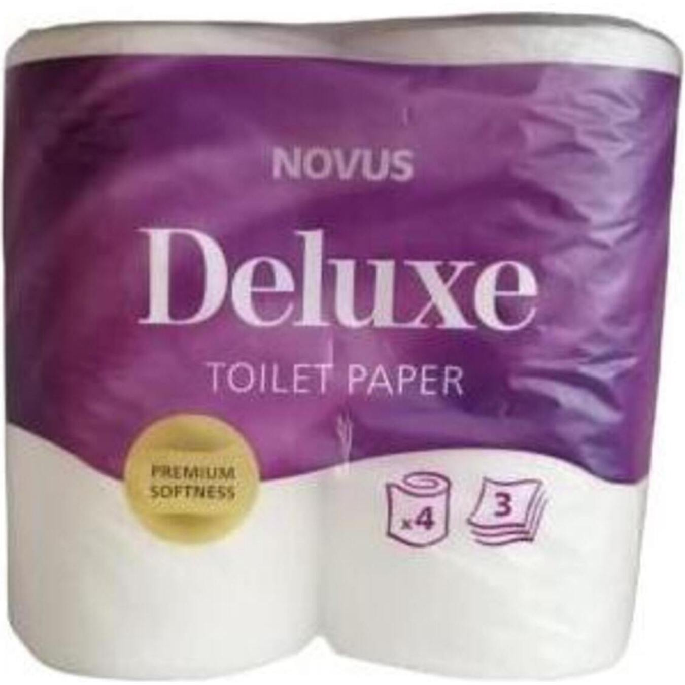 Туалетная бумага Novus Deluxe белая 3-х слойная 4шт