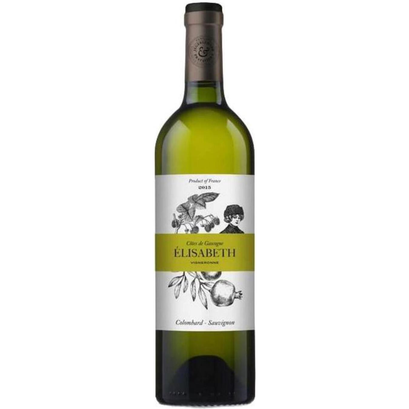 Wine Elisabeth Colombard Sauvignon Gros Manseng Cotes de Gascogne white semi-dry 11% 0.75l