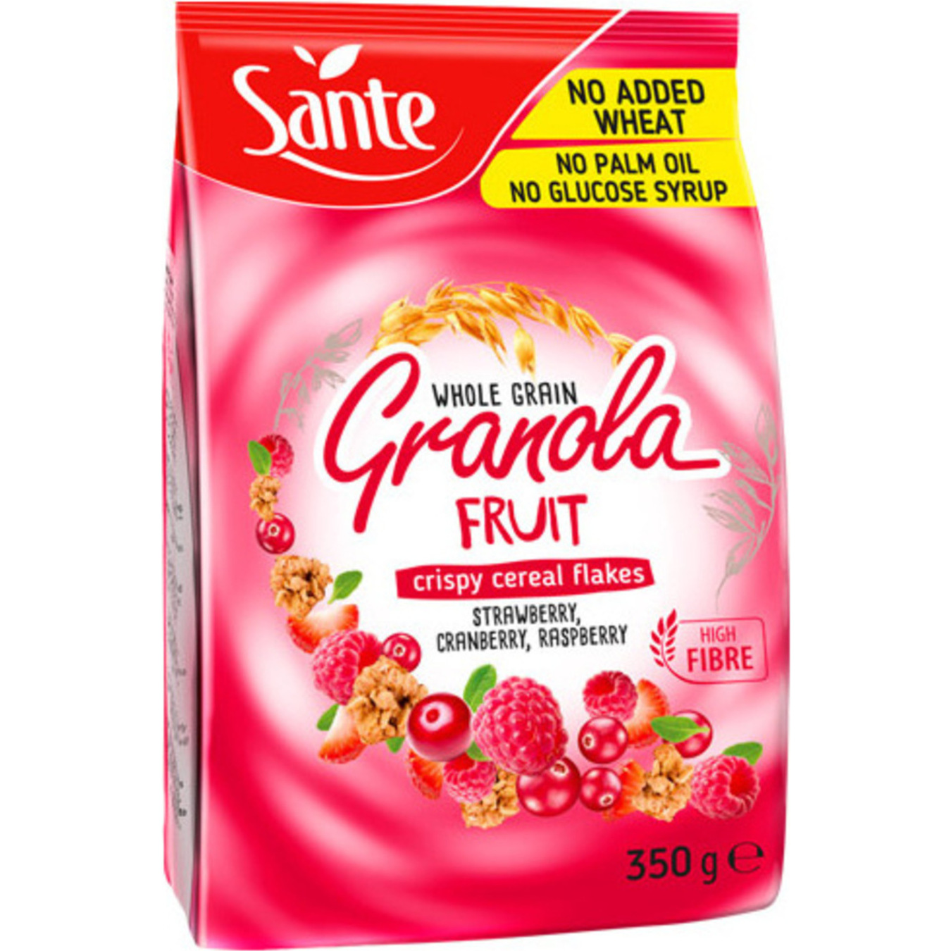 Sante Granola Whole Grain Crispy Cereal Flakes with Strawberry, Cranberry and Raspberry 350g