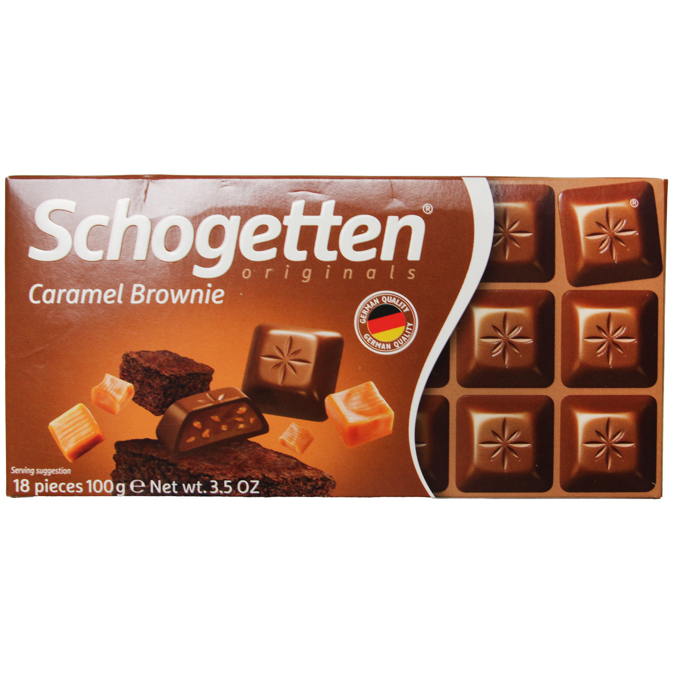 Шоколад Schogetten молочний з начинкою брауні з какао, шматочками печива та карамелі 100г