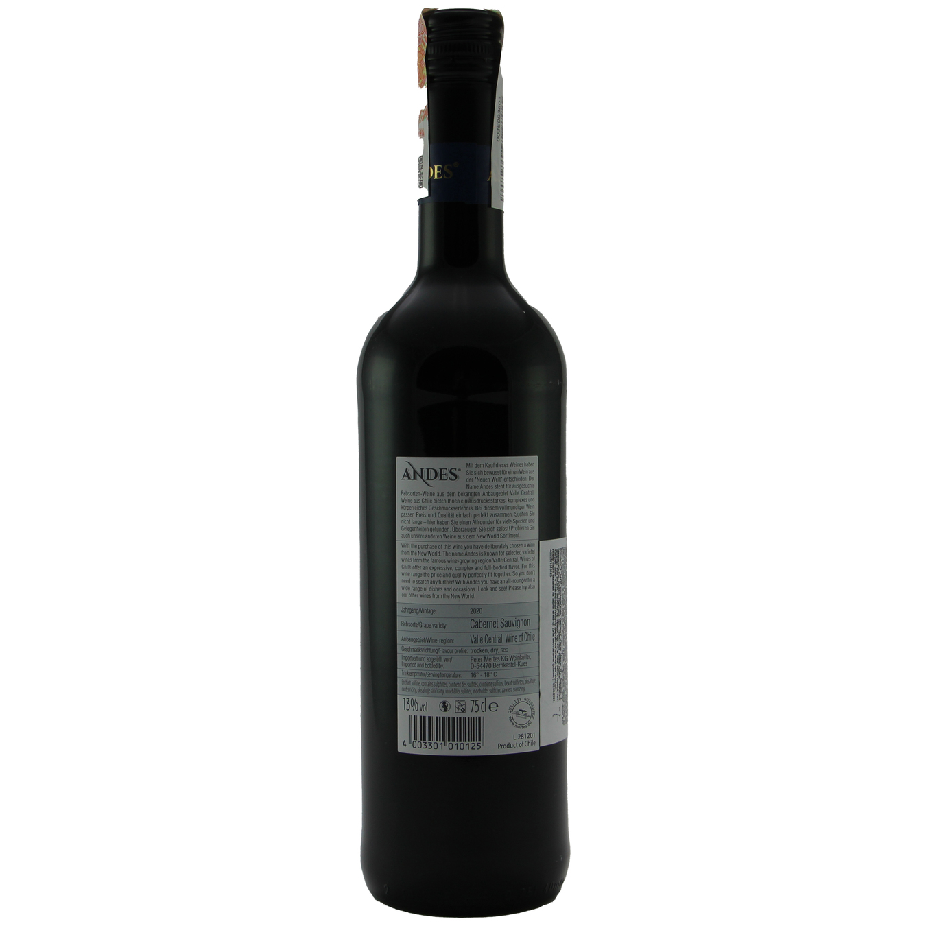 Wine Cabernet Sauvignon Andes red dry 0,75 l 2